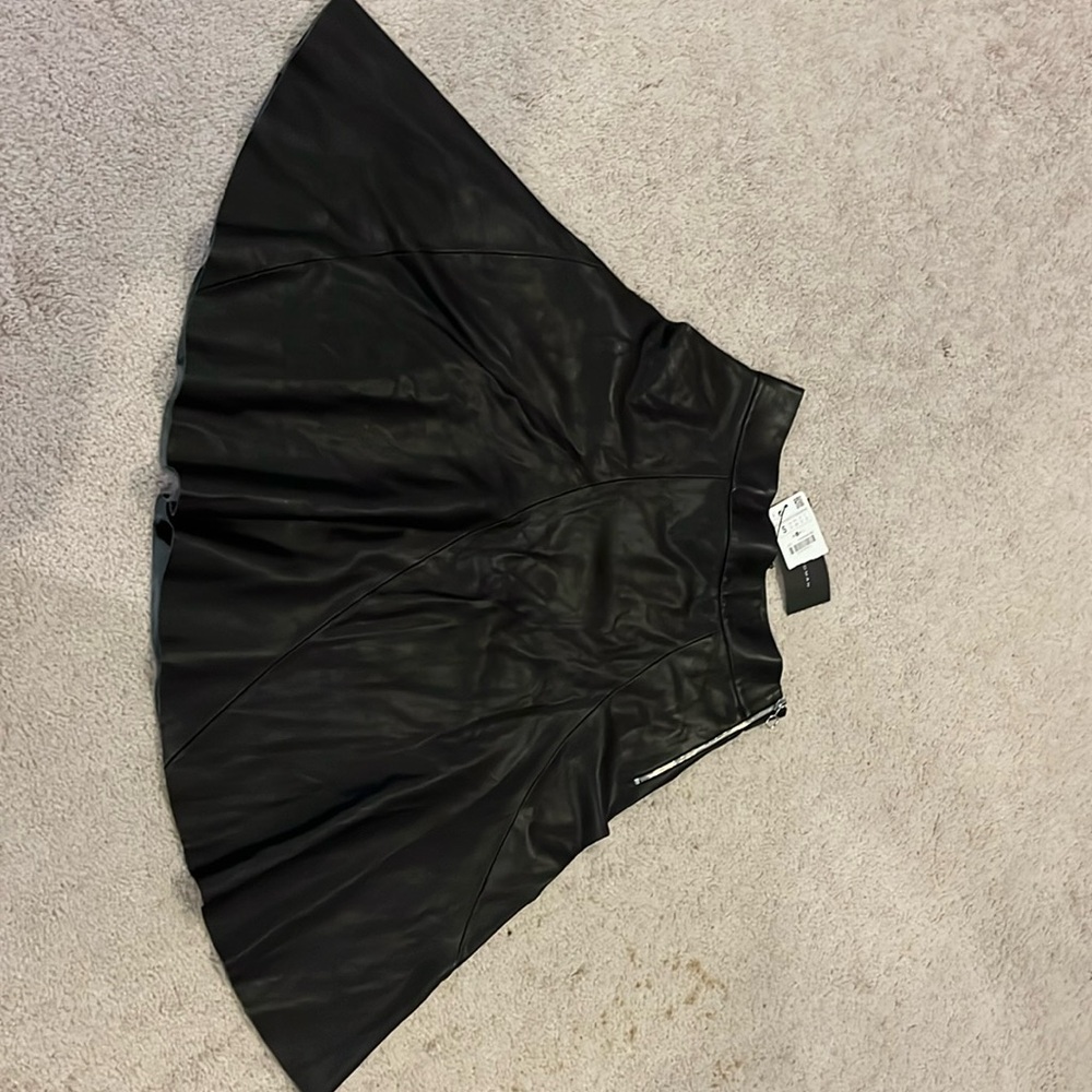 NWT Zara Woman Dark Brown Faux Leather Skirt